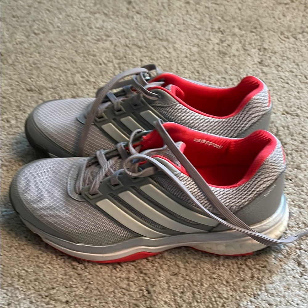 Adidas Gray and Red Golf Athletic Shoes